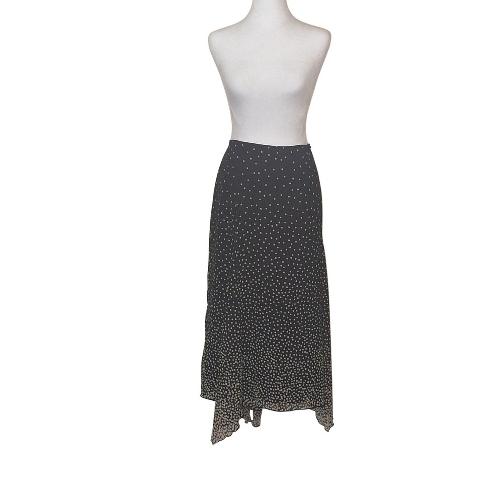 Black Polka Dot Maxi Skirt 22W Whimsy Minimalist Academia Classic Apostrophe
